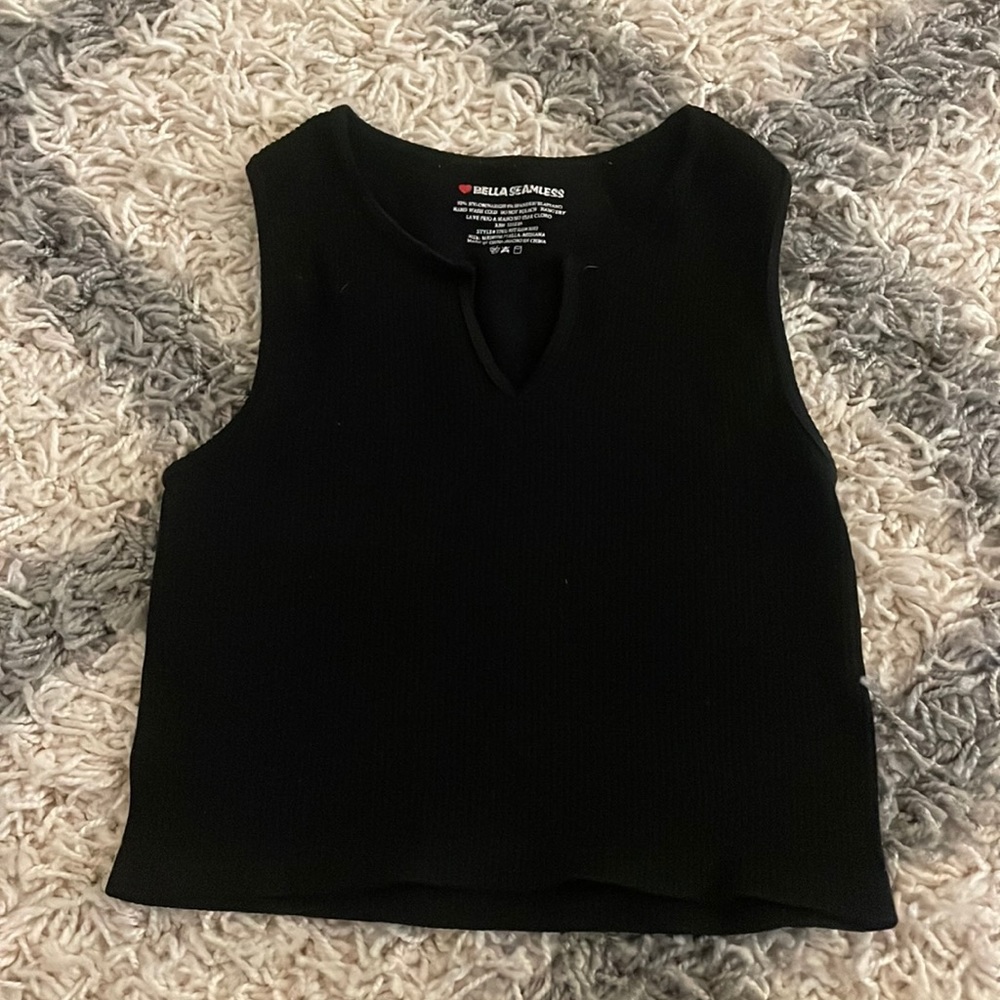 Bella Seamless black halter tank top, size small